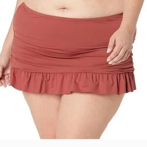 La Blanca Ruffle Swim Skirt Womens Plus Size in Cinnamon NEW